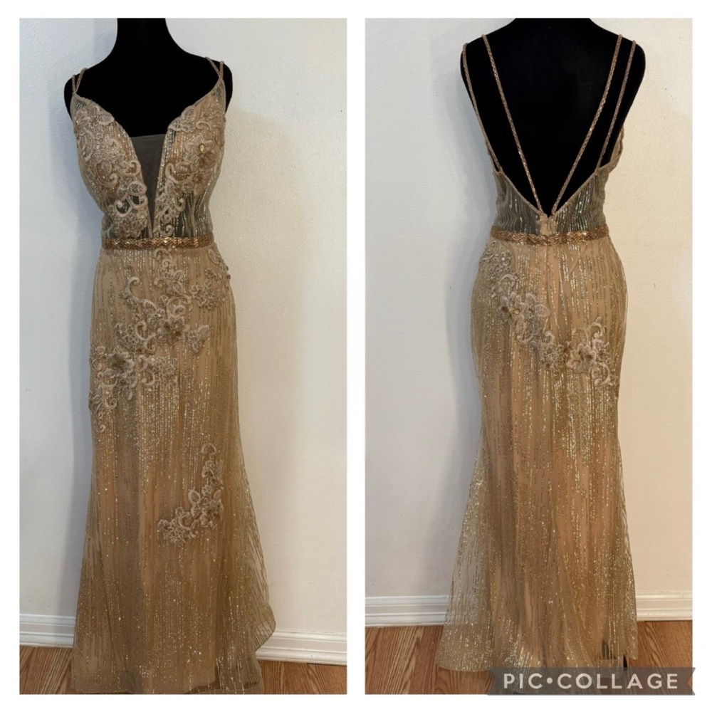Elegant Gold Evening Gown